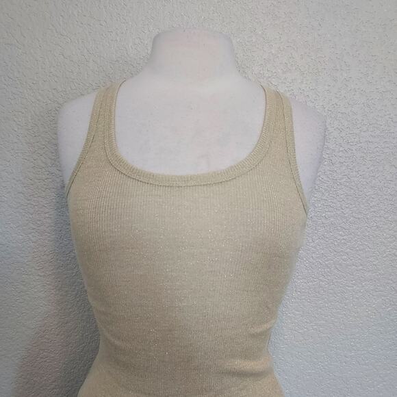 Victoria's Secret Metallic Gold Racerback Tee Size Medium - Picture 2 of 11